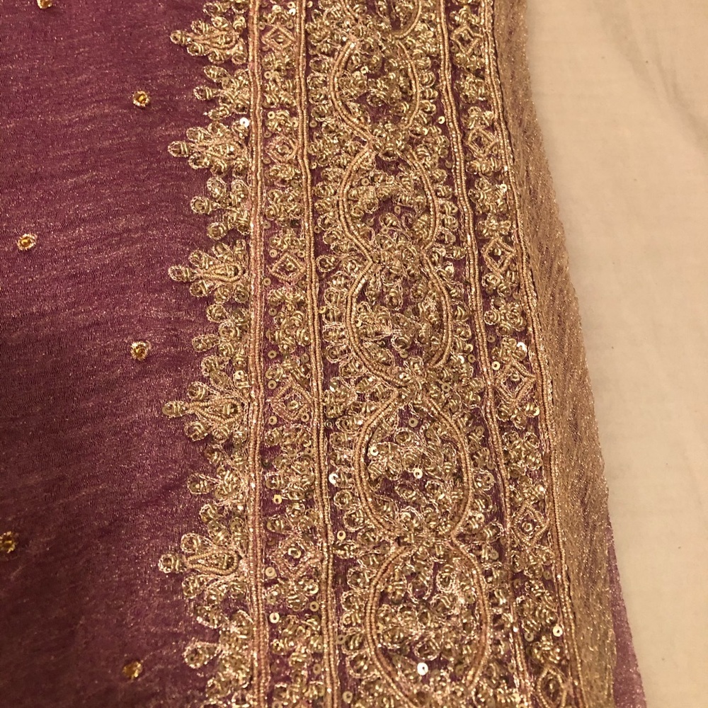 Embroidered Purple and Gold Women's Scarf - Brand Unspecified